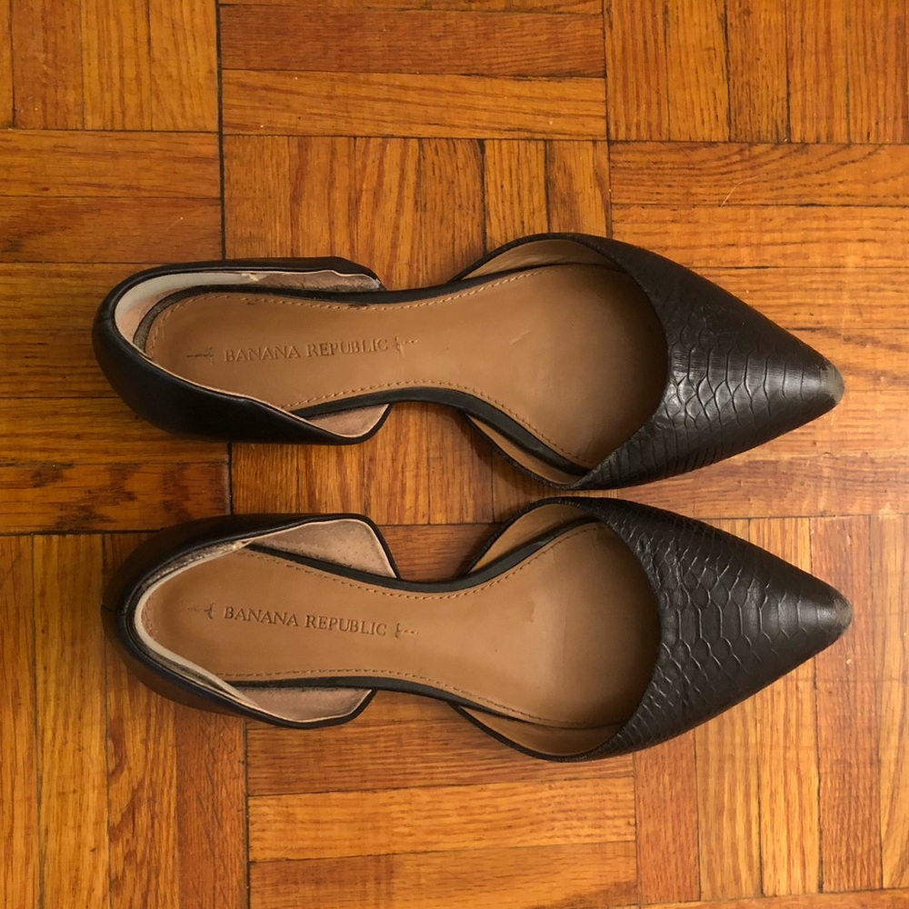 Black Snake-embossed Banana Republic Flats